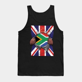 South Africa Flag Great Britain Flag Ripped - Gift for South African From South Africa Tank Top